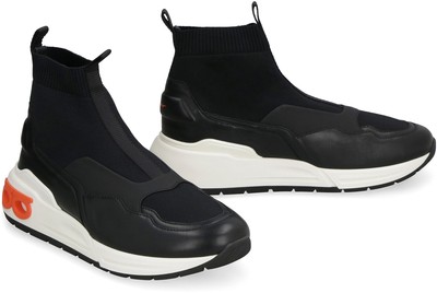 Pre-owned Ferragamo Knitted Sock-style Sneakers In Black