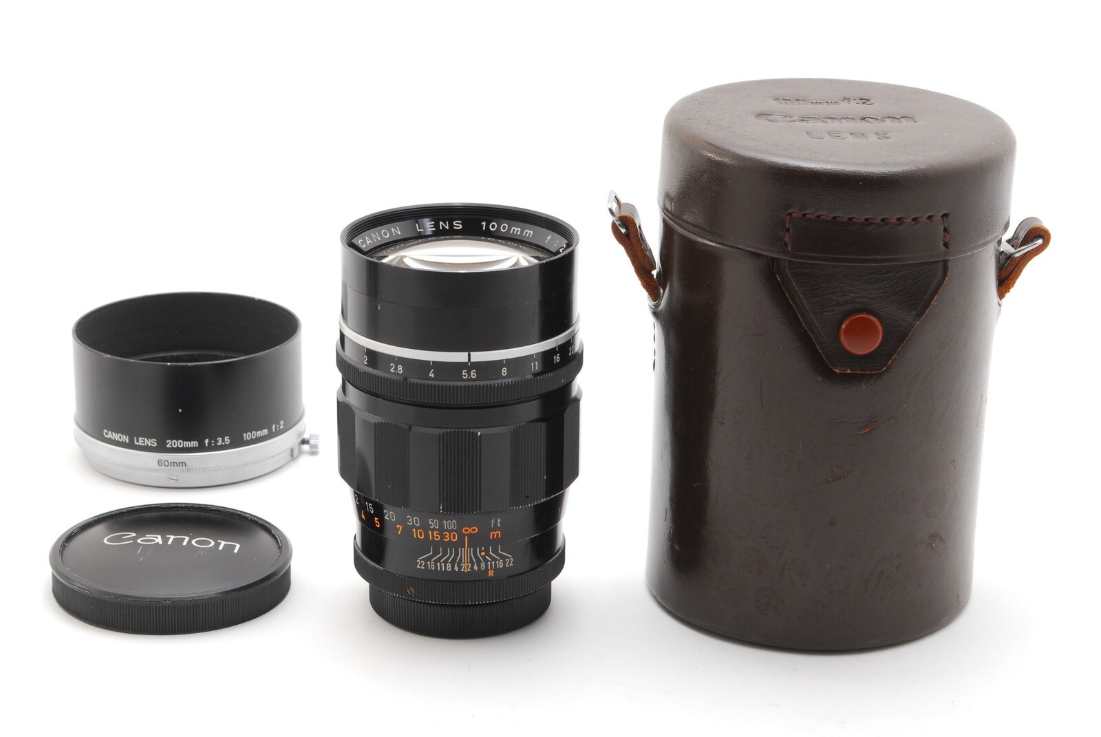 キヤノン Canon 100mm F2 ライカ L39 マウント レザーケース付 キヤノン Canon 100mm F2 ライカ L39 マウント レザーケース付