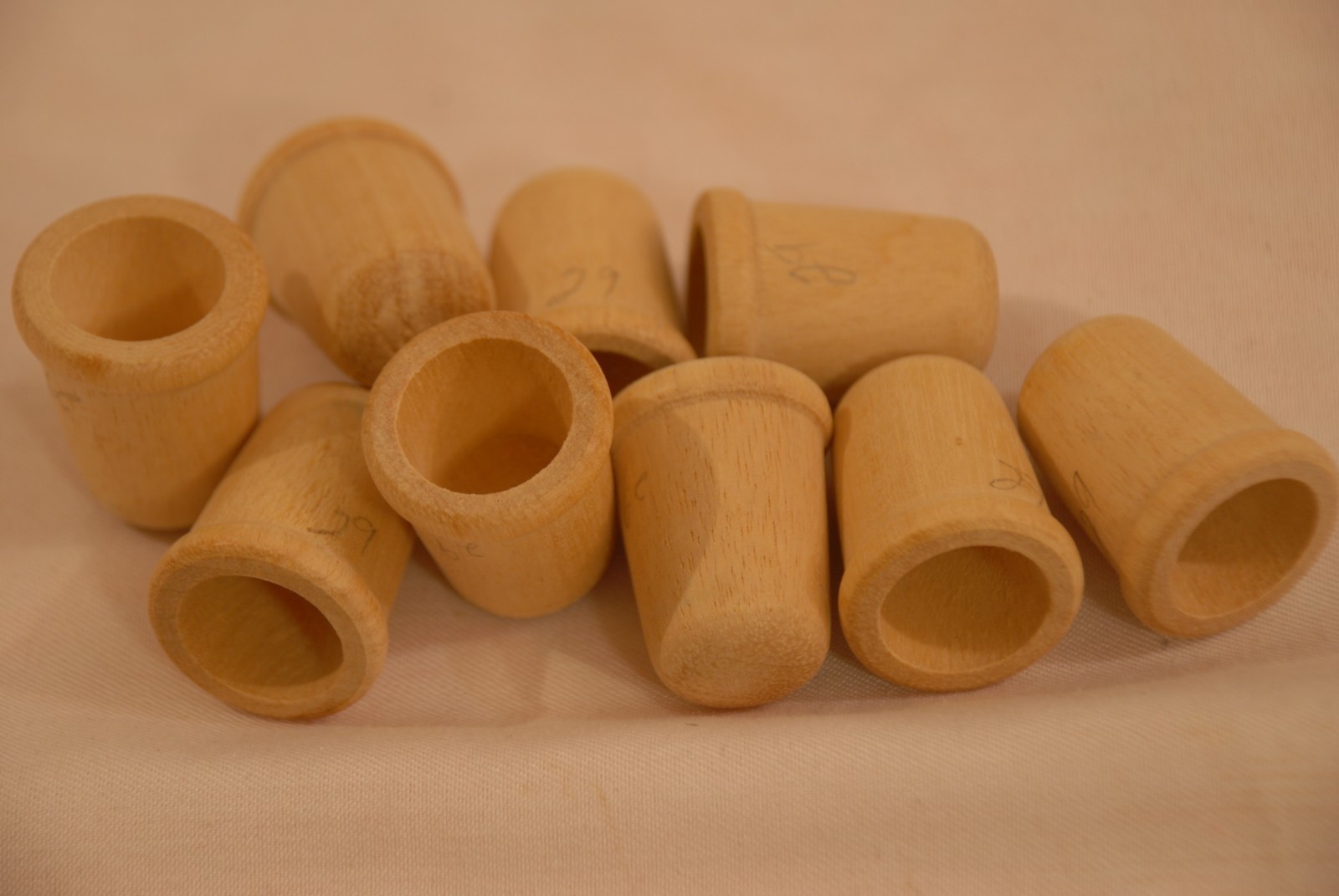 Unfinished Wood Thimbles Paint Stain Crafts Decoration Sew 9 piece LOT Vintage