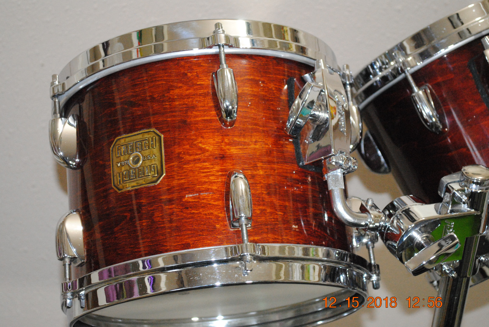 Vintage Gretsch USA 8X8, 8X10 Walnut Tom And Double Tom Holder Stand SKB Cases