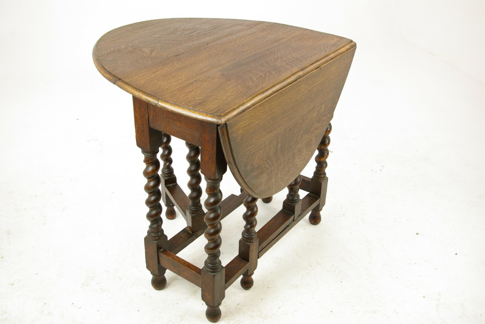 Antique Gateleg Table, Barley Twist Oval Drop Leaf Table, Scotland 1920s, B1159