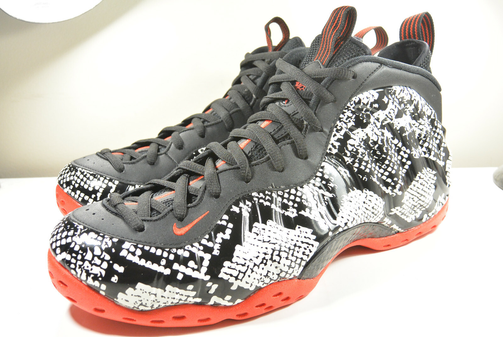 red black and white snakeskin foamposites