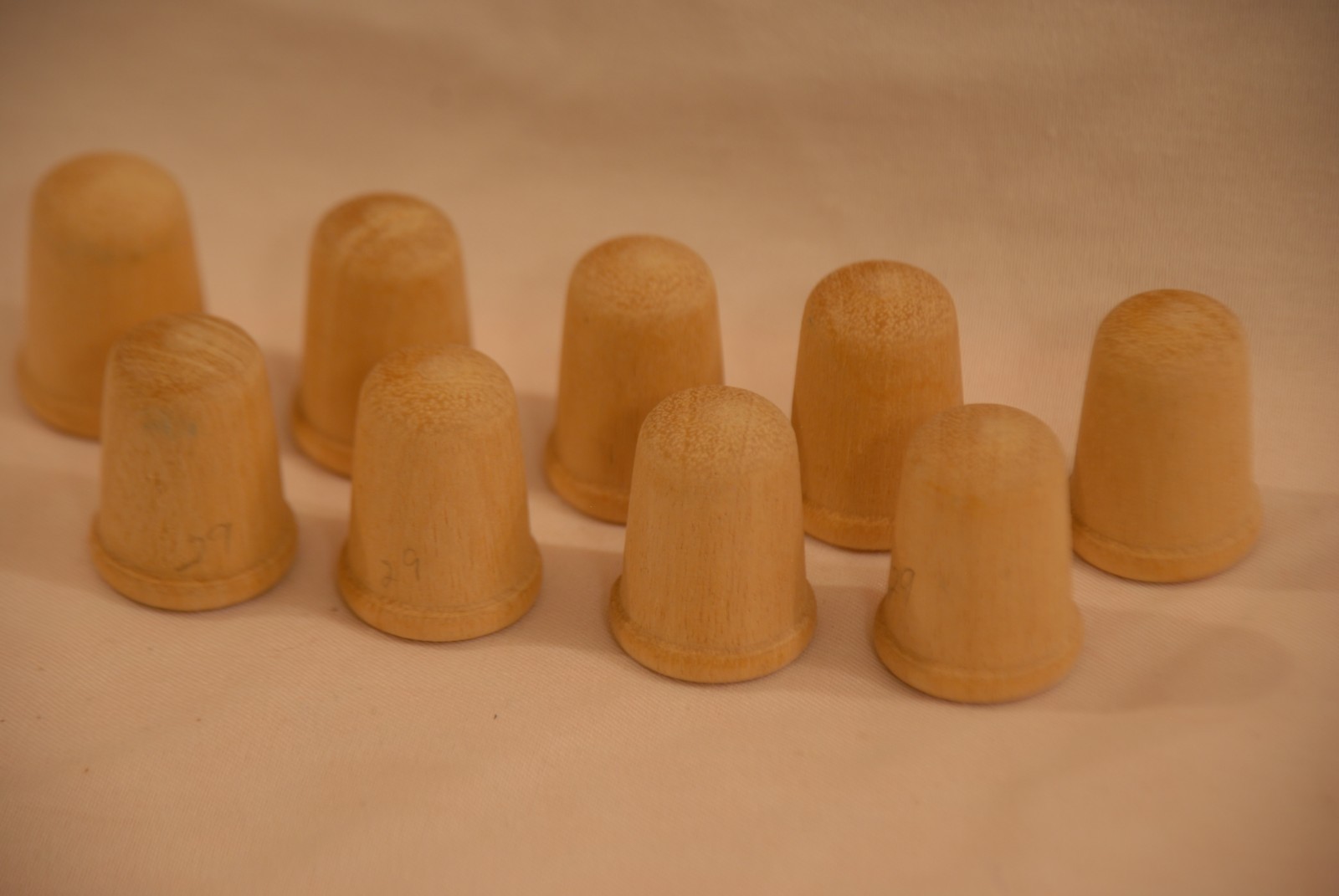Unfinished Wood Thimbles Paint Stain Crafts Decoration Sew 9 piece LOT Vintage
