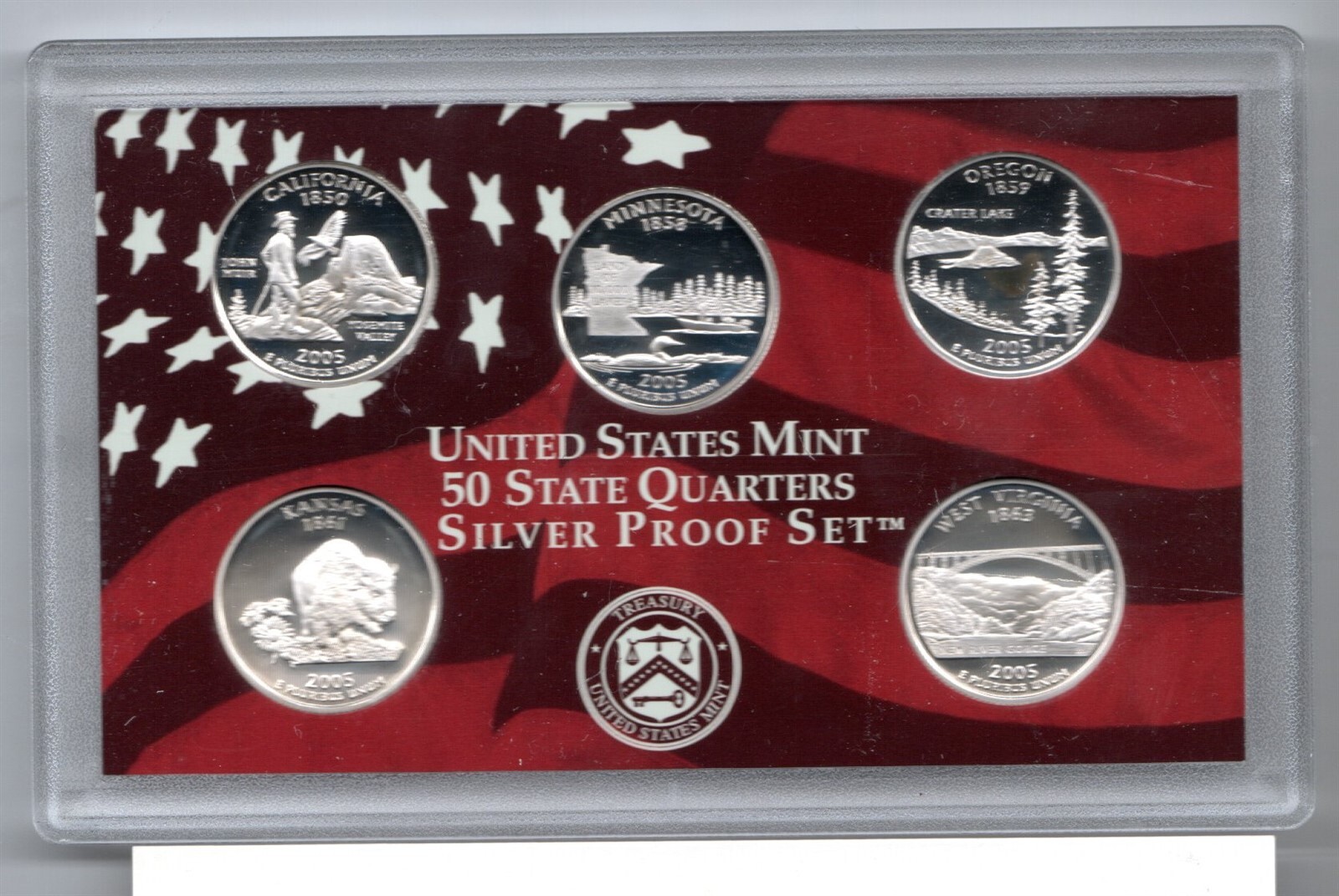 2005-S US SILVER QUARTER PROOF SETS WITH BOX AND CERTIFICATE