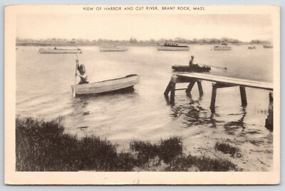 Brant Rock MA~Two Little Rowboats and Littler Boys~Harbor & Cut River~1949 B&W