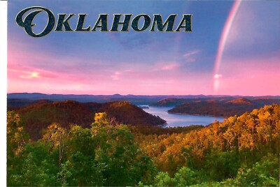 NEW 4x6 Postcard Oklahoma Broken Bow Lake rainbow sunset sunrise trees Unposted