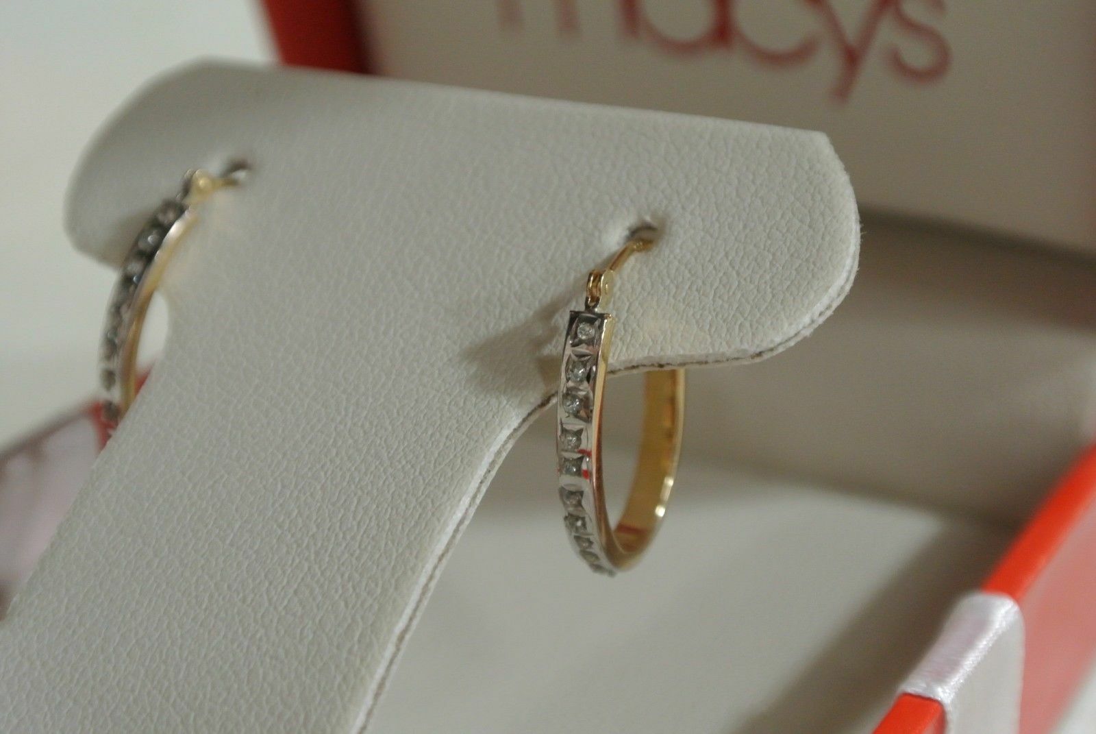 Macy's Diamond Accent Earrings 14k Yellow  Gold Hoops