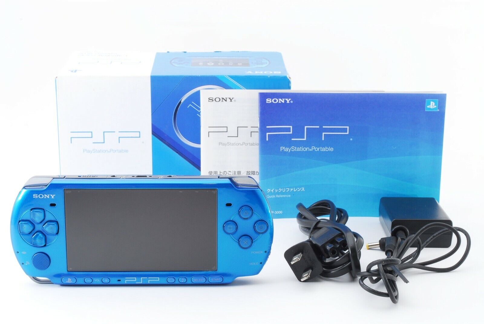 Sony PSP 3000 Vibrant Blue Console w/ Box and Charger Japan Sony PSP 3000 Vibrant Blue Console w/ Box and Charger Japan