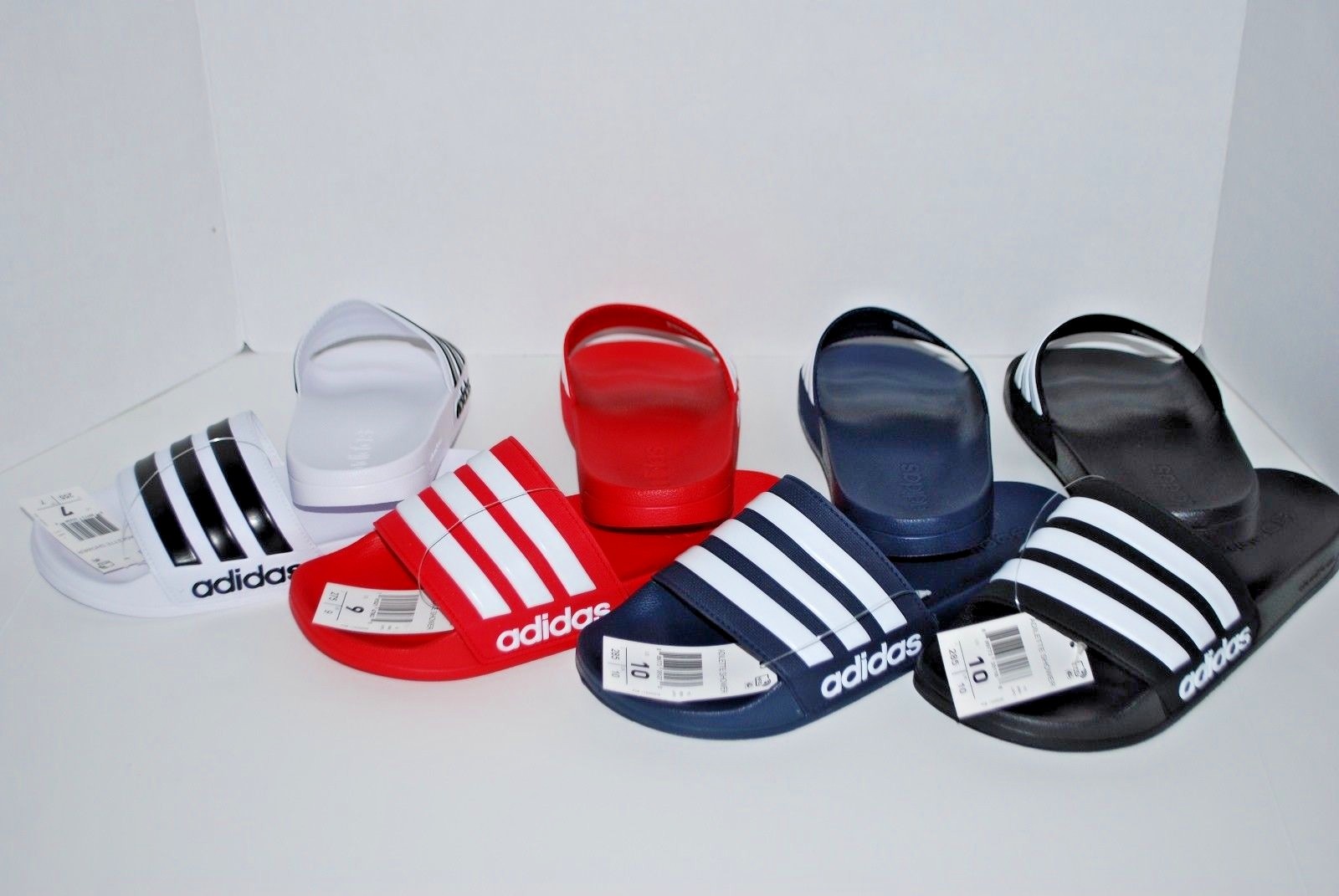 NWT ADIDAS ADILETTE CF SLIDES BLACK RED 