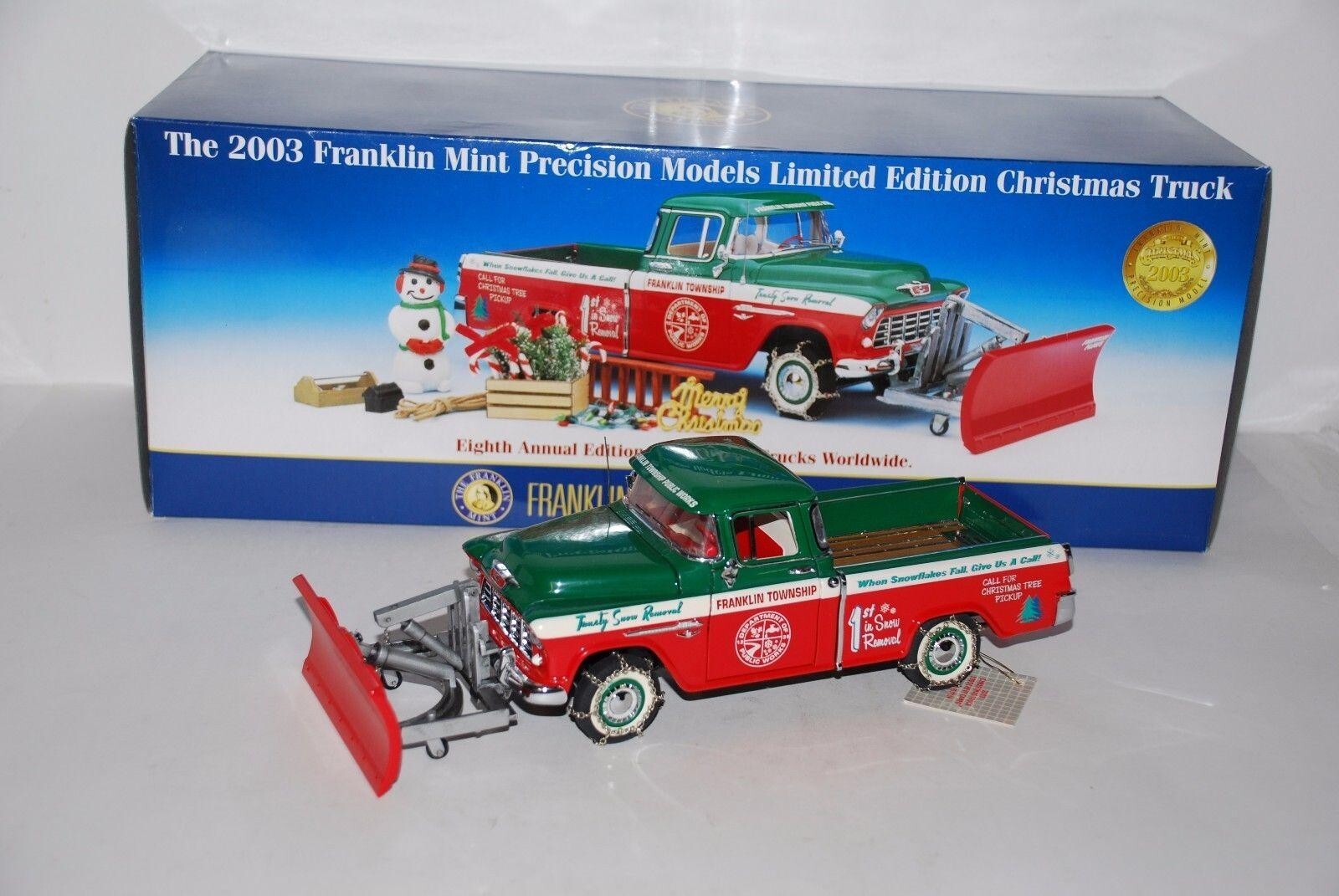 ファッションなデザイン Franklin Mint Chevy 1955 Truck Plow Christmas 2003 1/24 ミニカー