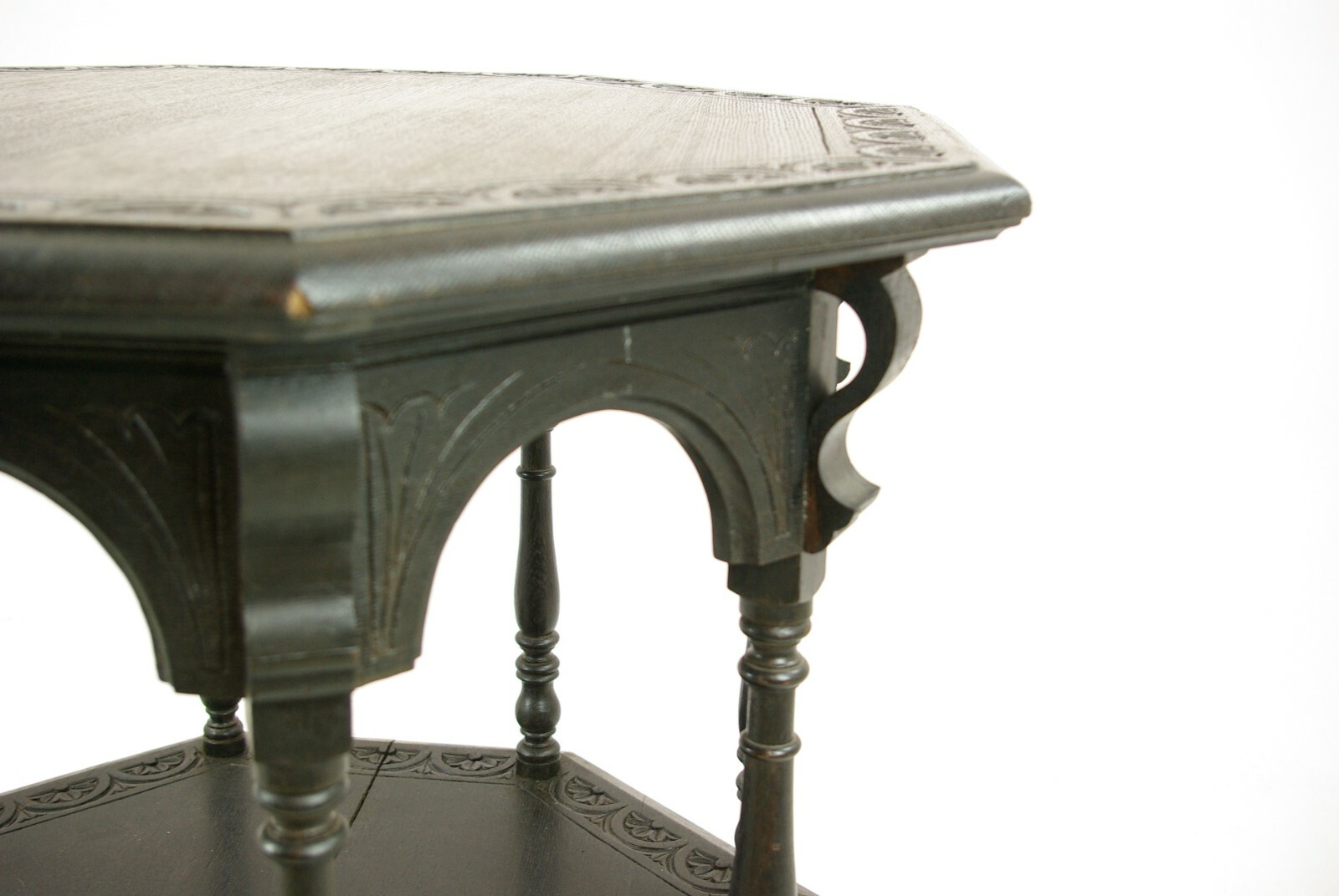 Antique Side Table, Jacobean Oak Octagonal Center Table, Scotland 1890s, B1363