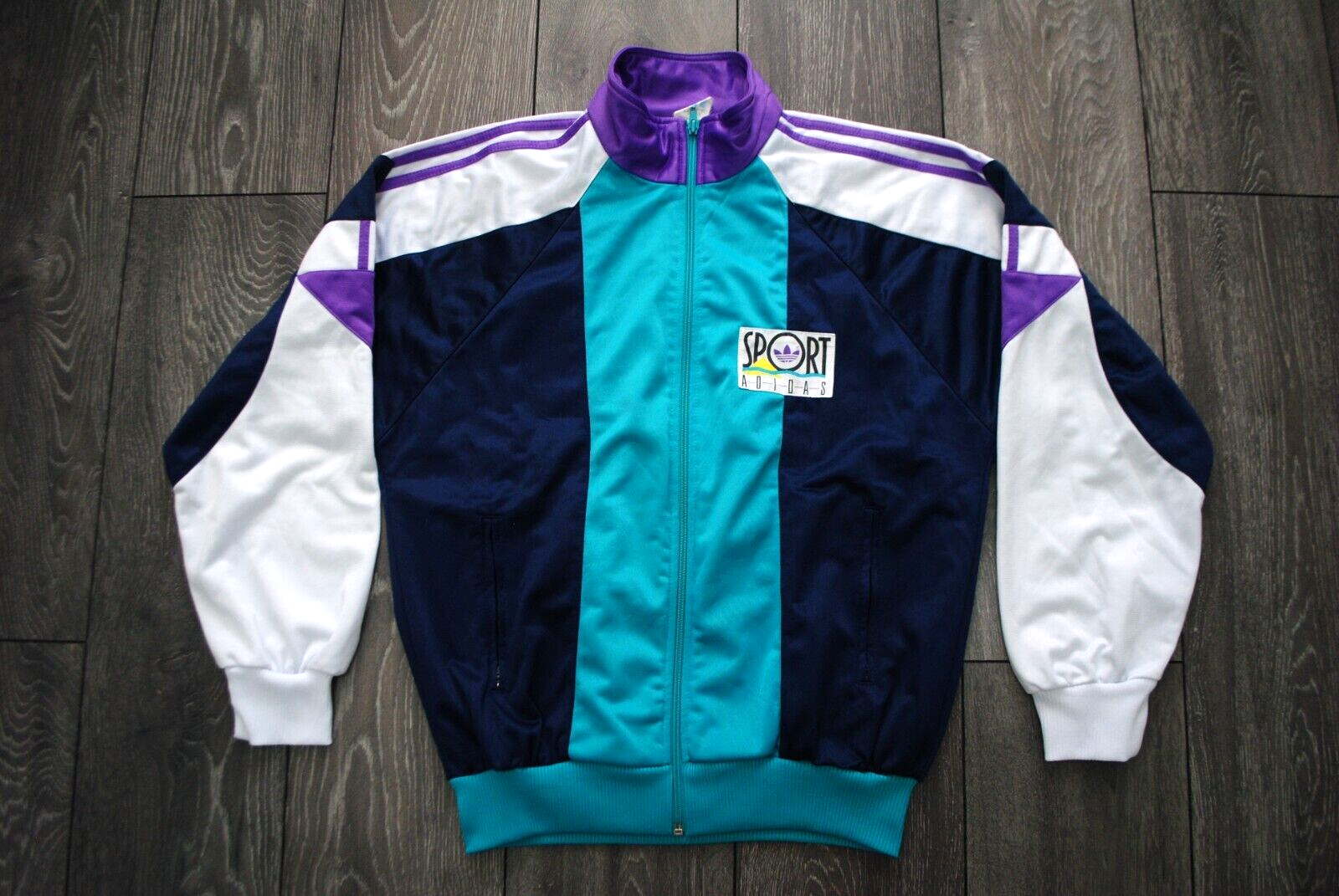 VINTAGE ADIDAS TRACK TOP JACKET 1990's SPORT FULL ZIP RETRO