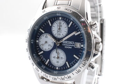 Exc+5] Seiko 7T92-0DW0 Chronograph Black Dial Quart Men's