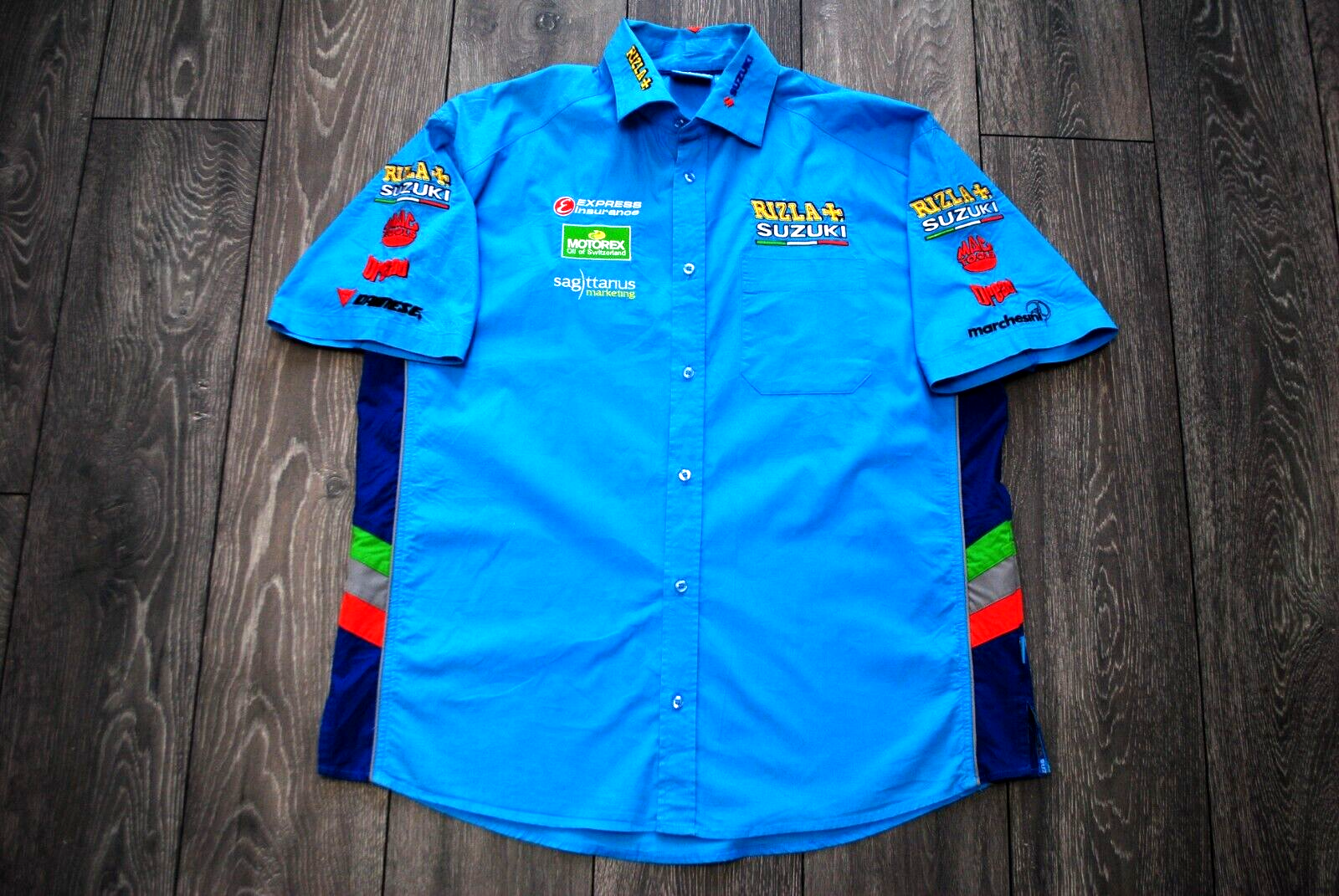 RIZLA SUZUKI RACING TEAM BUTTON UP TEE SHIRT TOP MOTO GP