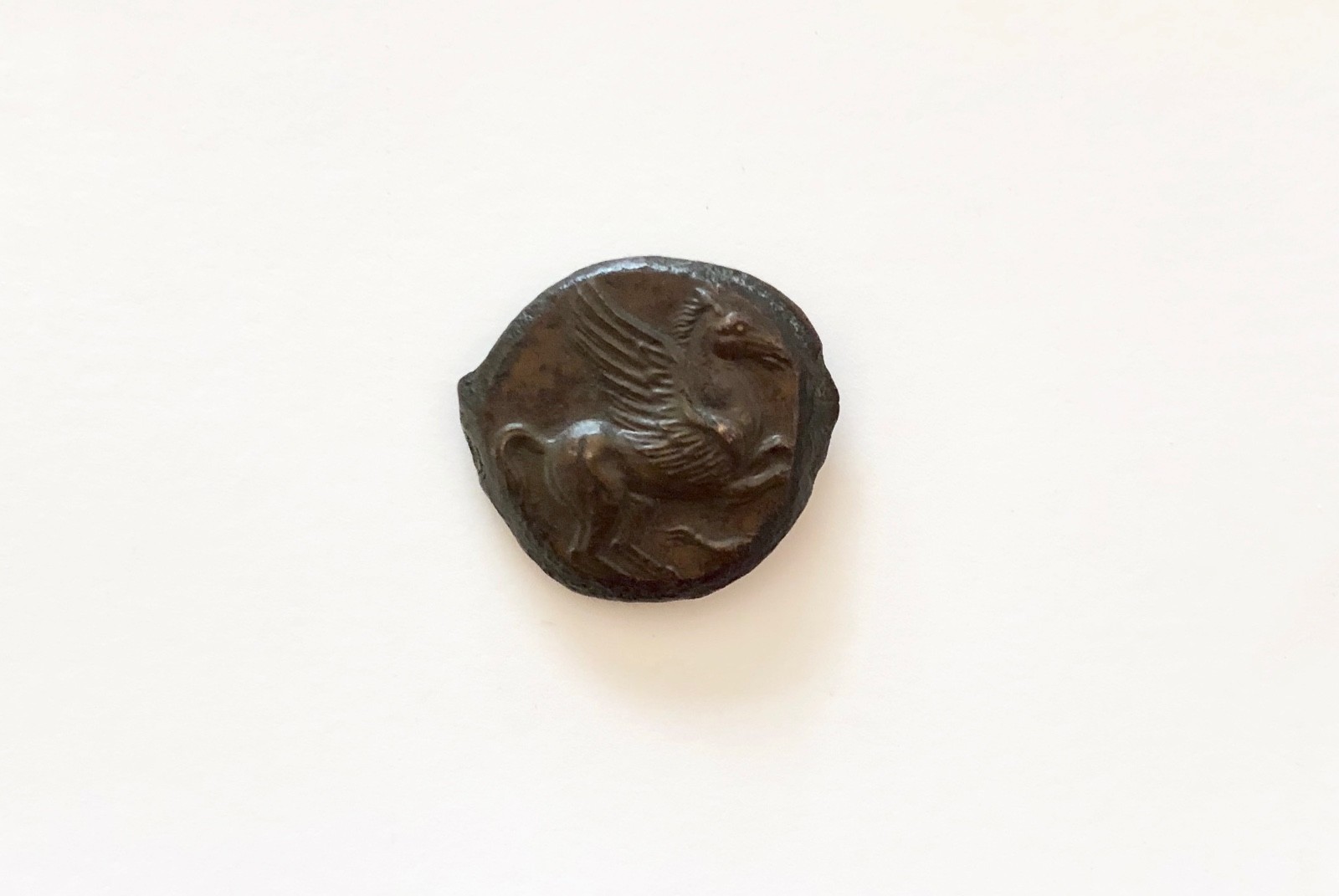 Finest Ancient Bronze Coin of Entella Campanian Helmet Pegasus Extant