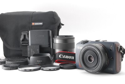 CANON EOS M Blue Body & EF-M 22mm F2, 18-55mm 3.5-5.6 Double Lens Set from japan