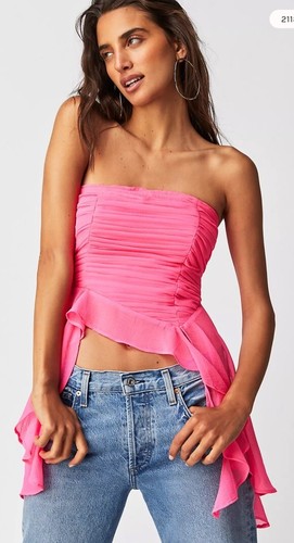 Топ Free People Naeva без бретелек с высокой и низкой баской и рюшами XS