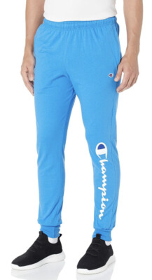 Champion Sweatpants Mens Medium Sky Blue Joggers Drawstring Active Logo
