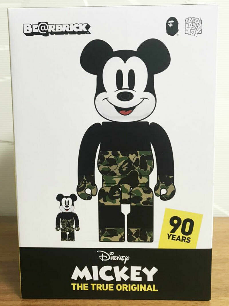A BATHING APE - green ☆ ape mickey be@rbrick 100% 400% Medicom Be@rbrick Bearbrick 400% & 100% BAPE A Bathing Ape