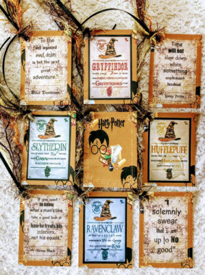 (9) Tags~Harry Potter~Quotes & Houses~Handmade Gift & Hang Tags~Crafting~561R