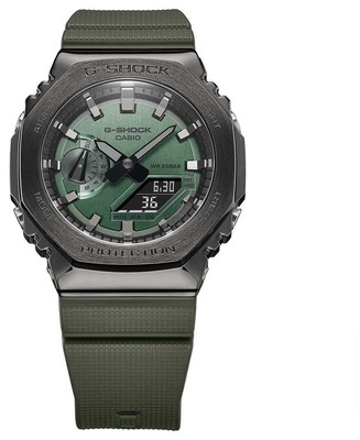 Pre-owned Casio G-shock Green Dial Green Resin Strap Gm-2100b-3aer Watch