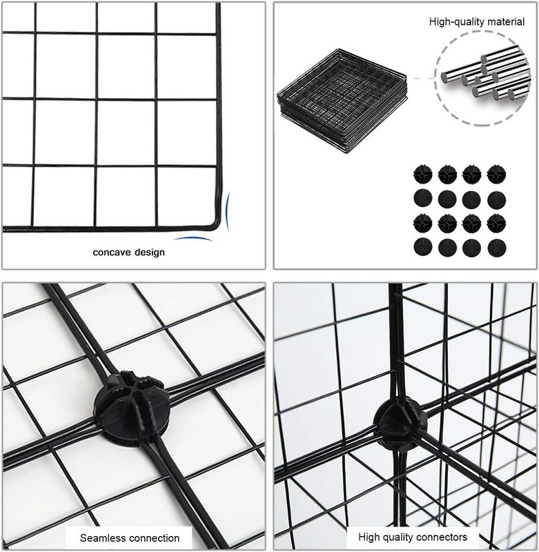 Wire Storage Cubes, Metal Grids Book Shelf, Modular Shelving Units, Stackable Bo
