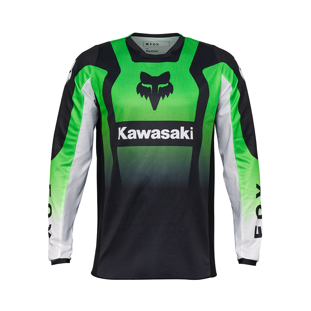 New Fox Racing Adult 180 Kawasaki Jersey, Flo Green, X-Large