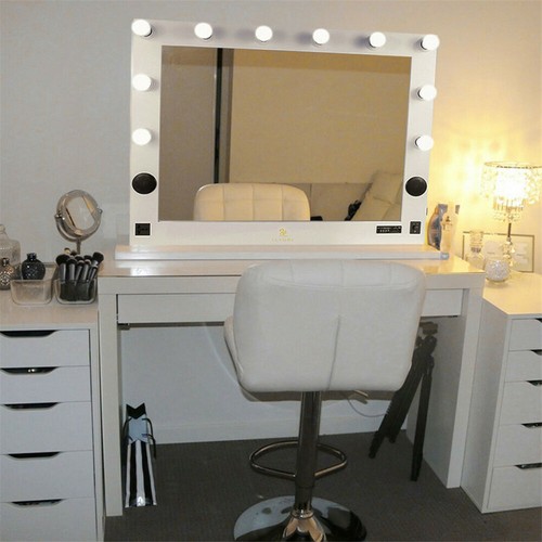 vanity mirror with lights with desk