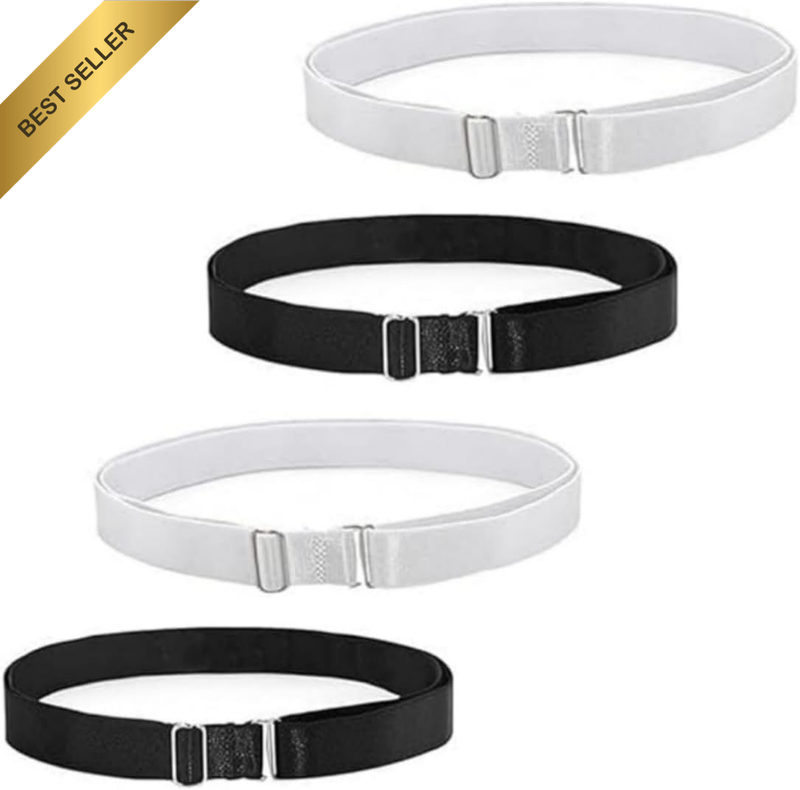 4 Pcs Elastic Band, Flat Buckle Tucky Belt for Shirts Crop Tuck Tool Elastic Bel