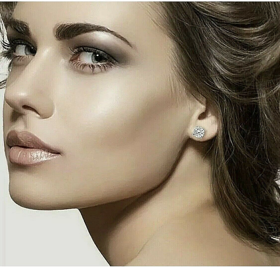 7.00 Ct Round Cut FL/D Lab Created Stud Earrings 14K White Gold 9mm Screw Back