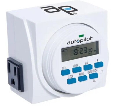 Autopilot Dual Outlet 7-Day Grounded Digital Programmable Timer, 1725W, 15A, 1 S