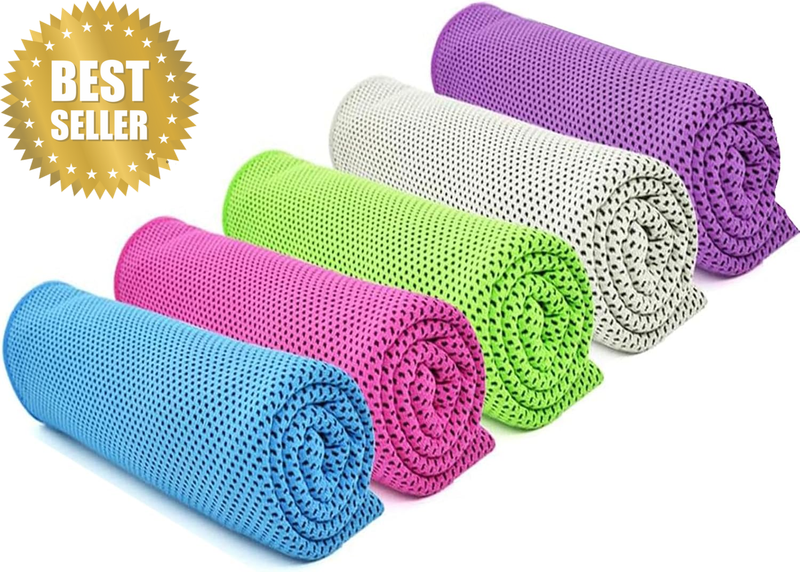 Cooling Towel,[5 Pack] Cool Towels Microfiber Chilly Ice Cold Head Band Bandana