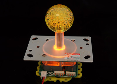 LED Illuminated Arcade Joystick 2-4-8-way with Yellow LED Ball Top