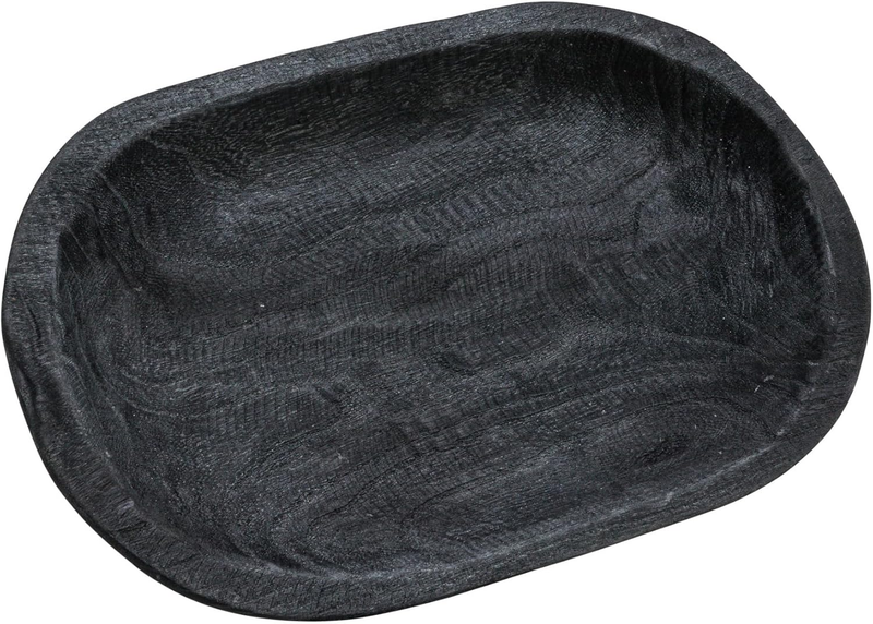Hand-Carved Paulownia Wood Bowl, Black