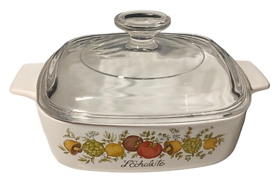 Vintage Corning Ware Spice of Life A1B Square With Lid 1 Quart L Echalote