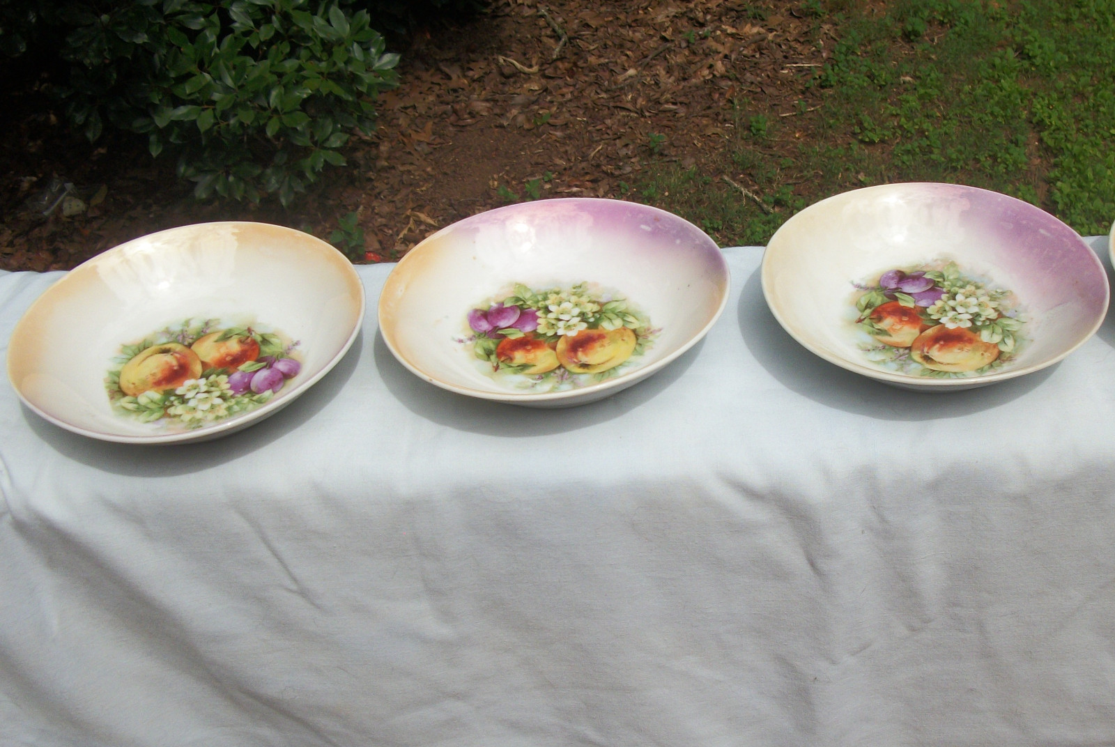 6 Piece Vintage Berry Bowl Set Hand Painted Fruit Germany