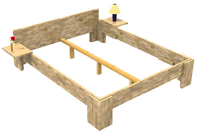 Kerneiche Massivholzbett 200x200 Fuß I Doppelbett Gästebett Seniorenbett Ehebett