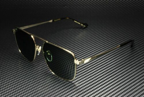 Pre-owned Gucci Gg0743s 004 Aviator Gold Green Men's Metal Sunglasses 57 Mm