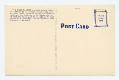 Post Tavern, Battle Creek, Michigan Color Linen Postcard