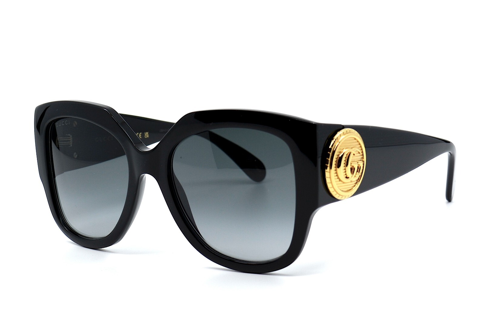 Pre-owned Gucci Gg1407s 001 Black Grey Authentic Sunglasses 54-19 In Gray