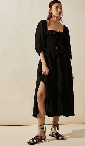 

Милое летнее платье миди с квадратным вырезом и сборкой Rare Free People Oasis, Черный