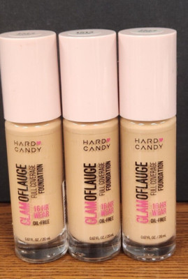 3 PCS HARD CANDY GLAMOFLAUGE FULL COVERAGE FOUNDATION 1513 SUEDE .67z(TTL 2.01z)