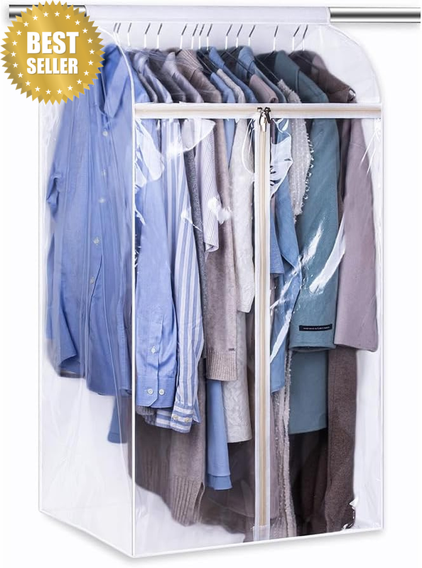 Hanging Garment Bag for Closet Winter Clothes Storage with Clear Window Coat Rac