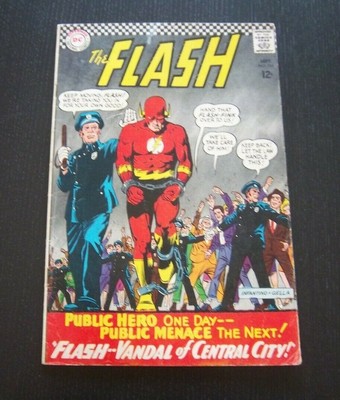 The Flash #164 Flash --Vandal Of Central City! -  Silver Age DC Comics 1966 VG+