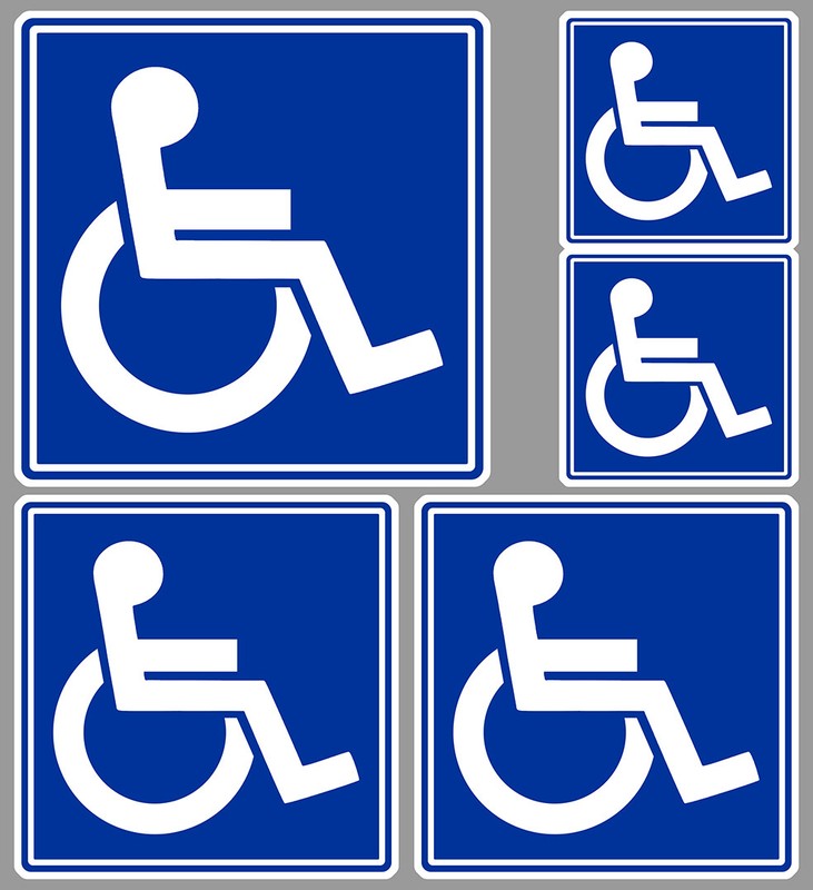 Set De 5 X Acces Handicapes Toilettes Wc Parking Autocollant Sticker Ha151