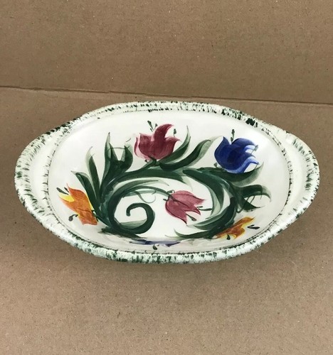 GAIL PITTMAN 1996 OVAL BOWL 8” LENGTH - SIGNED FLORAL