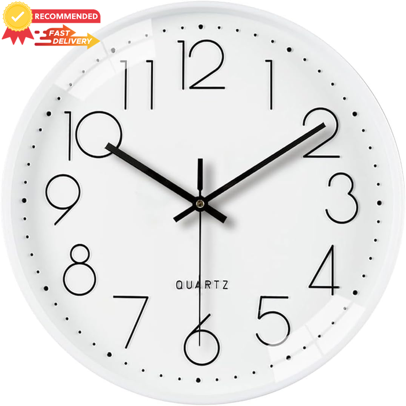 12" Silent Wall Clock Quartz Movement Modern ABS Non-Ticking Home Office Decor