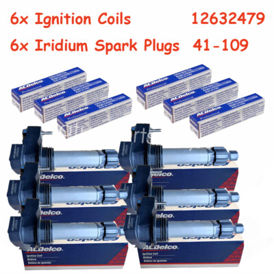 6X 12632479 Ignition Coils ACDelco D515C & 41-109 Spark Plugs For GMC Chevrolet