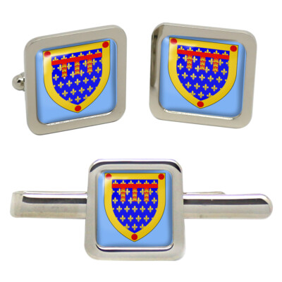 Pas-de-Calais (France) Square Cufflinks and Tie Clip Set