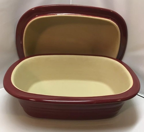 Pampered Chef Cranberry Stoneware Set - 1321 Deep Covered Baker & Pie Pan - EUC!